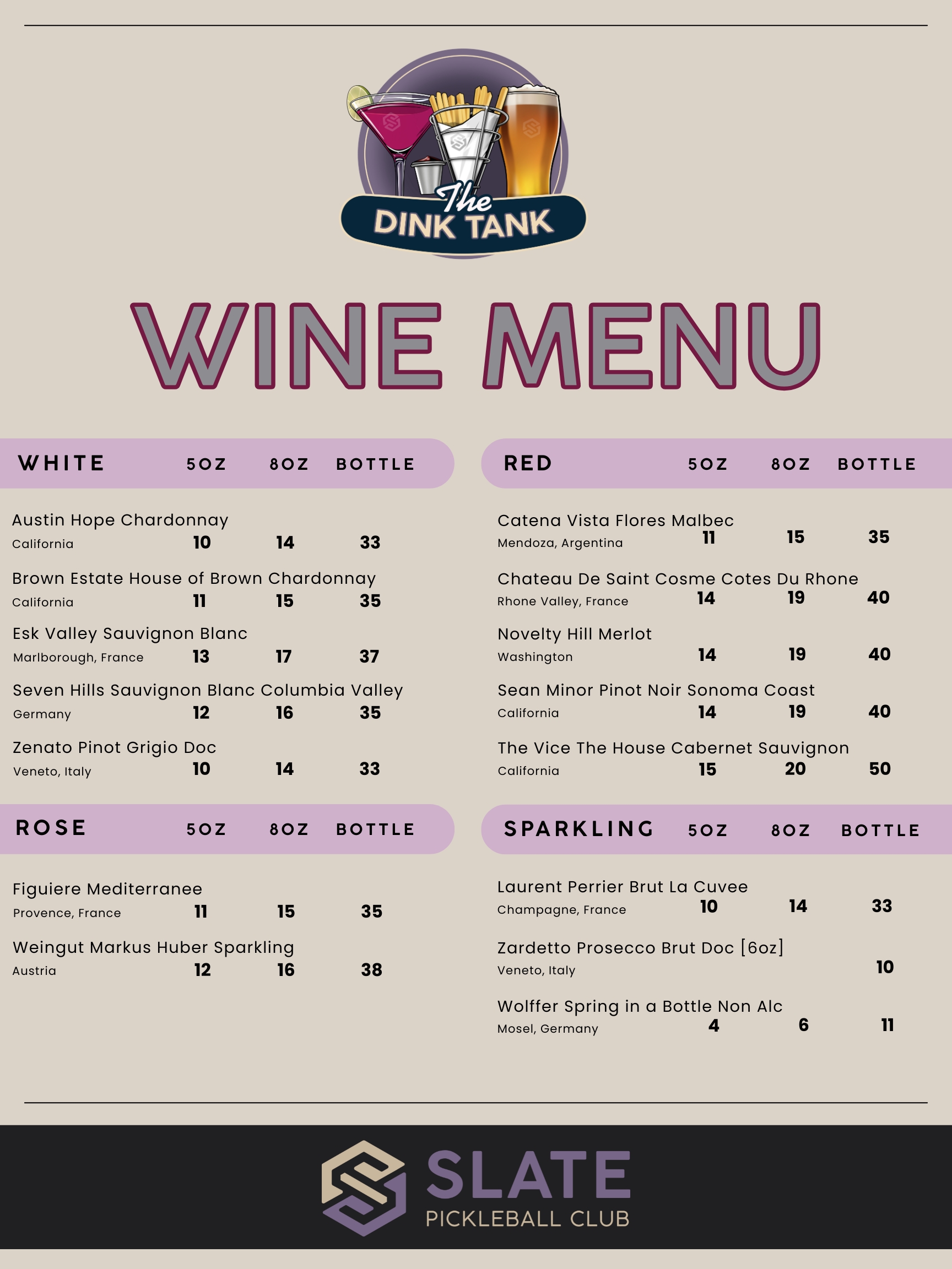 Wine Menu