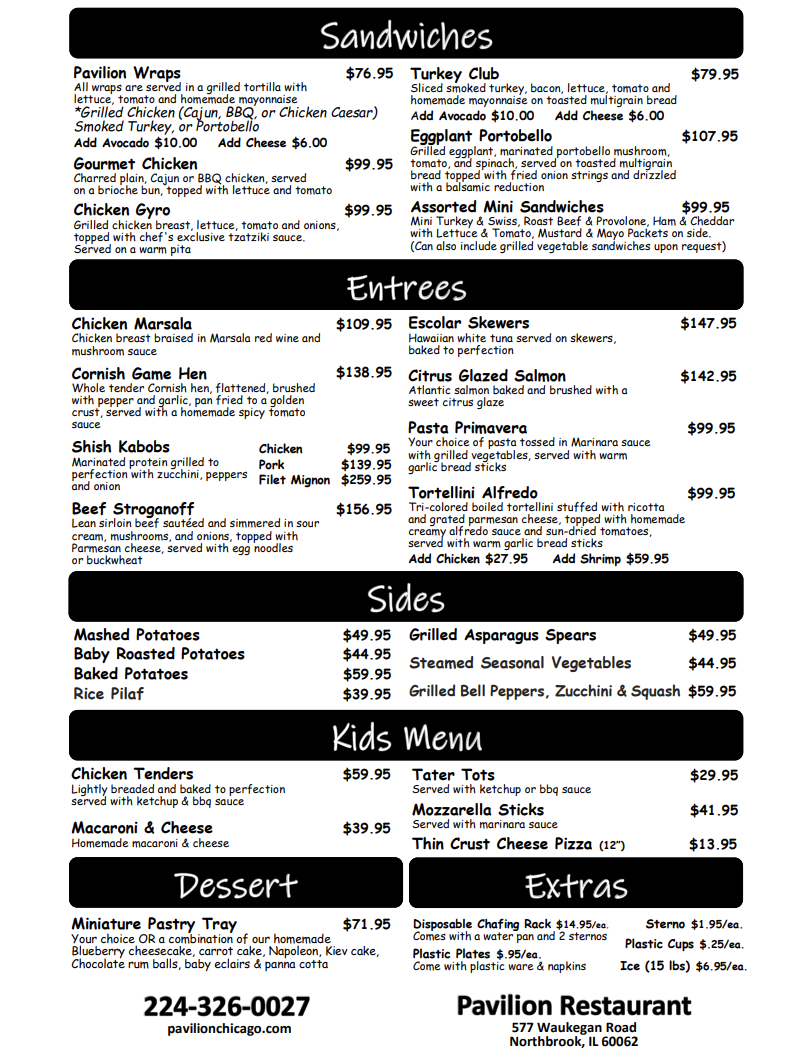 Catering Menu
