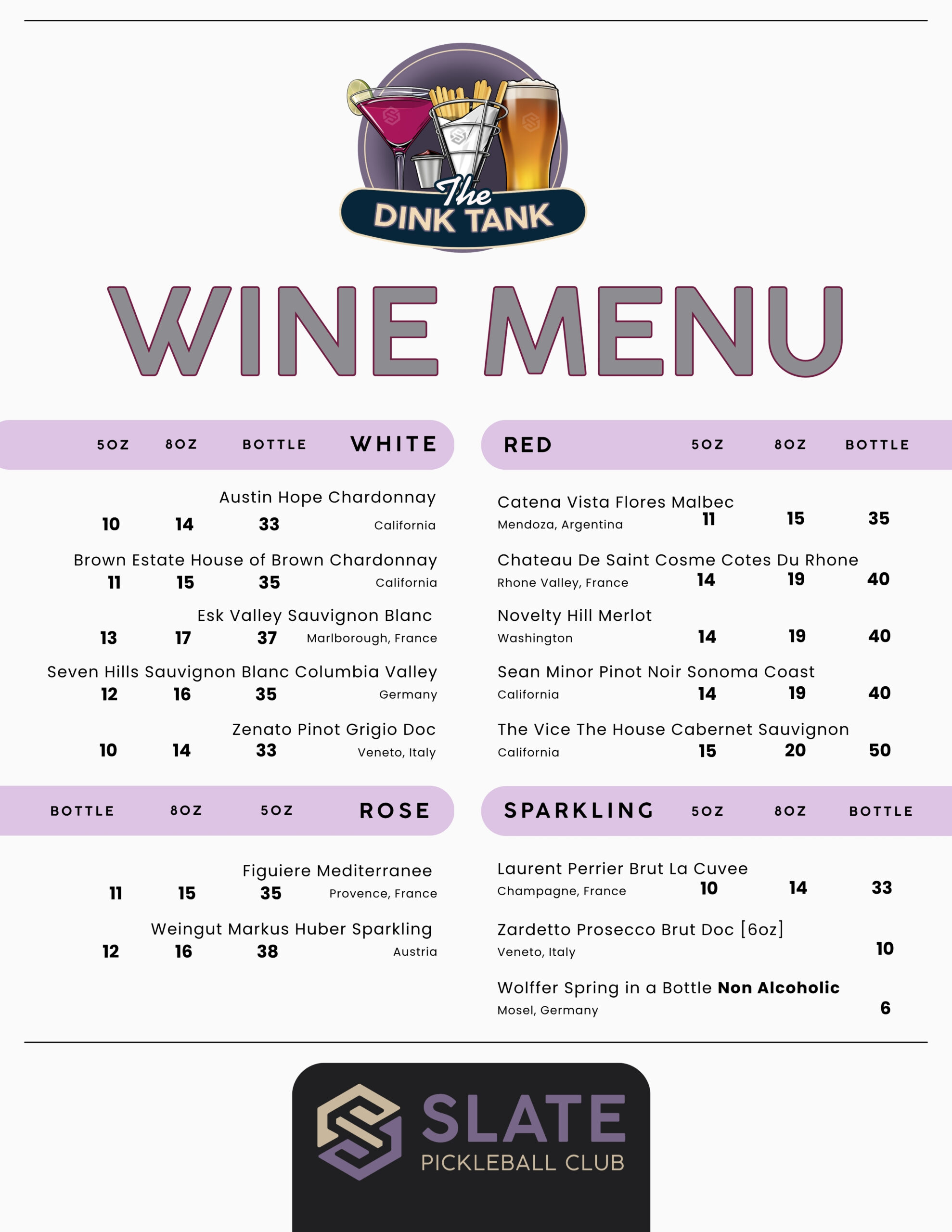 Wine Menu